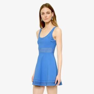 Elizabeth and James Mini Dress Women’s Blue Laser Cut Structured Essential Sz 2